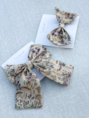 Linen Barrette Bow Hair Clip with Tails Linen Barrette Bow Hair Clip with Tails