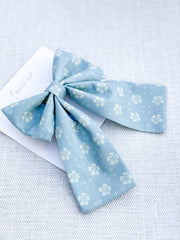 Floral Fabric Barrette Bow Hair Clip with Tails Floral Fabric Barrette Bow Hair Clip with Tails