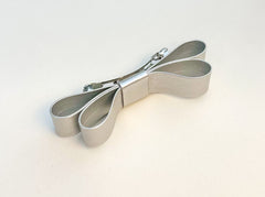 Barrette Bow hair clip- Silver  Faux Barrette Bow hair clip- Silver Faux Gabificent