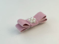 Barrette bow hair clip - Pink Plush with rhinestone Barrette bow hair clip - Pink Plush with rhinestone Gabificent