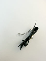 Barrette bowhair clip - Black Faux With Rhinestone Barrette bowhair clip - Black Faux With Rhinestone Gabificent