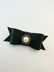 Barrette bowhair clip - Black Faux With Rhinestone Barrette bowhair clip - Black Faux With Rhinestone Gabificent
