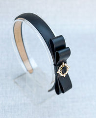 Black Headband- Leather Bow Black Headband- Leather Bow - Gabificent