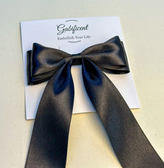 Satin hairclip - Black Black hair bow - Satin Gabificent