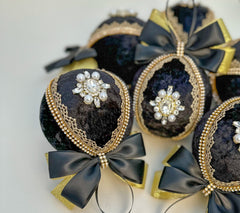 Christmas Baubles - Black - Set of 6 Christmas Baubles - Black - Set of 6 Gabificent