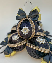 Christmas Baubles - Black - Set of 6 Christmas Baubles - Black - Set of 6 Gabificent