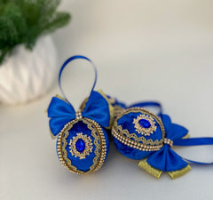 Christmas Baubles - Blue and gold - Set of 3 Christmas Baubles - Blue and gold - Set of 3 - Gabificent