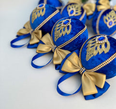 Christmas Baubles - Blue and gold- Set of 6 Christmas Baubles - Blue and gold- Set of 6 Gabificent