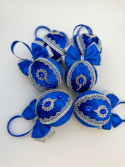 Christmas Baubles - Blue and silver- Set of 6 Christmas Baubles - Blue and silver- Set of 6 Gabificent