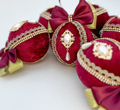 Christmas Baubles - Burgundy- set of 6 Christmas Baubles - Burgundy- set of 6 Gabificent