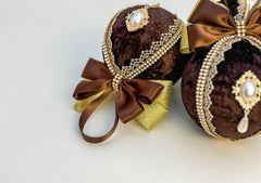 Christmas Baubles - Chocolate Brown- Set of 6 Christmas Baubles - Chocolate Brown- Set of 6 Gabificent