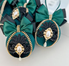 Christmas Baubles - Emerald - Set of 4 Christmas Baubles - Emerald - Set of 4 - Gabificent
