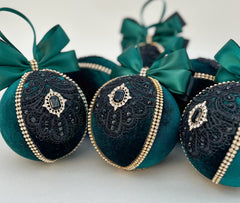 Christmas Baubles - Emerald -Set of 6 Christmas Baubles - Emerald -Set of 6 - Gabificent