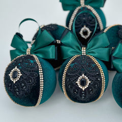 Christmas Baubles - Emerald -Set of 6 Christmas Baubles - Emerald -Set of 6 - Gabificent