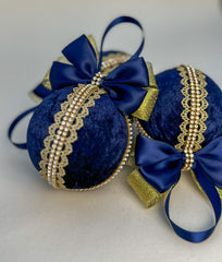 Christmas Baubles - Navy Blue - Set of 6 Christmas Baubles - Navy Blue - Set of 6 Gabificent