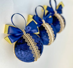 Christmas Baubles - Navy Blue - Set of 6 Christmas Baubles - Navy Blue - Set of 6 Gabificent