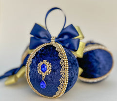 Christmas Baubles - Navy Blue - Set of 6 Christmas Baubles - Navy Blue - Set of 6 Gabificent