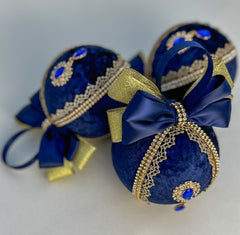 Christmas Baubles - Navy Blue - Set of 6 Christmas Baubles - Navy Blue - Set of 6 Gabificent