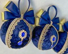 Christmas Baubles - Navy Blue - Set of 6 Christmas Baubles - Navy Blue - Set of 6 Gabificent