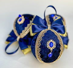 Christmas Baubles - Navy Blue - Set of 6 Christmas Baubles - Navy Blue - Set of 6 Gabificent