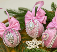 Christmas Baubles - Pink- Set of 3 Christmas Baubles - Pink- Set of 3 Gabificent