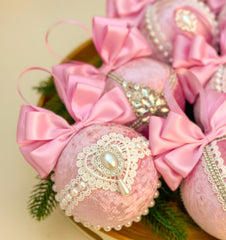 Christmas Baubles -  Pink - Set of 6 Christmas Baubles - Pink - Set of 6 Gabificent
