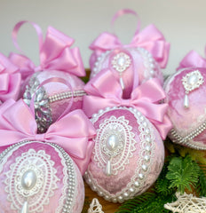 Christmas Baubles -  Pink - Set of 6 Christmas Baubles - Pink - Set of 6 Gabificent