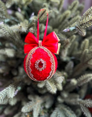 Christmas Baubles - Red with Gold- Set of 6 Christmas Baubles - Red with Gold- Set of 6 - Gabificent