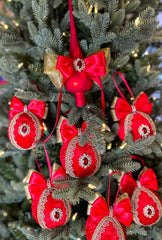 Christmas Baubles  and Tree Topper- Red- Six Baubles and One Tree Topper Christmas Baubles and Tree Topper- Red- Six Baubles and One Tree Topper Gabificent