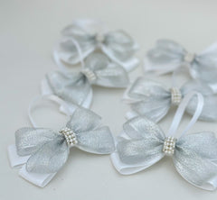 Christmas Tree Bows - White and Silver Christmas Tree Bows - White and Silver - Gabificent