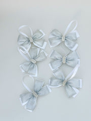 Christmas Tree Bows - White and Silver Christmas Tree Bows - White and Silver - Gabificent