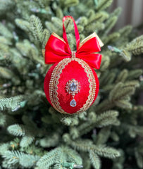 Christmas baubles - Red with Gold - Set of 6 Christmas baubles - Red with Gold - Set of 6 - Gabificent