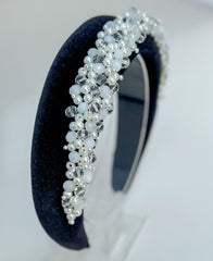 Headband - black velvet with pearls and rhinestones Headband - black velvet with pearls and rhinestones - Gabificent