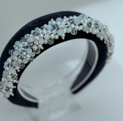 Headband - black velvet with pearls and rhinestones Headband - black velvet with pearls and rhinestones - Gabificent