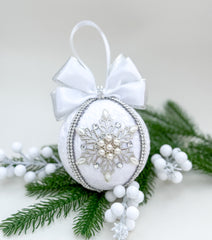 Christmas Bauble Ornament- White Snowflake - One Piece Christmas Bauble Ornament- White Snowflake - One Piece