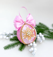 Christmas Bauble Ornament - Pink Snowflake - One Piece Christmas Bauble Ornament - Pink Snowflake - One Piece