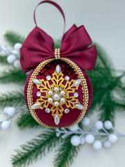 Christmas Baubles - Burgundy Snowflake - One Piece Christmas Baubles - Burgundy Snowflake - One Piece