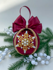 Christmas Baubles - Burgundy Snowflake - One Piece Christmas Baubles - Burgundy Snowflake - One Piece
