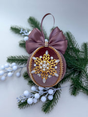 Christmas Bauble Ornament - Brown Chocolate Snowflake - One Piece Christmas Bauble Ornament - Brown Chocolate Snowflake - One Piece