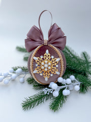 Christmas Bauble Ornament - Brown Chocolate Snowflake - One Piece Christmas Bauble Ornament - Brown Chocolate Snowflake - One Piece