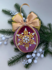 Christmas Bauble Ornament - Grape Pink Snowflake - One Piece Christmas Bauble Ornament - Grape Pink Snowflake - One Piece