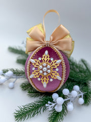 Christmas Bauble Ornament - Grape Pink Snowflake - One Piece Christmas Bauble Ornament - Grape Pink Snowflake - One Piece