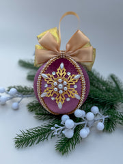 Christmas Bauble Ornament - Grape Pink Snowflake - One Piece Christmas Bauble Ornament - Grape Pink Snowflake - One Piece
