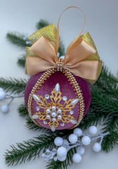Christmas Bauble Ornament - Grape Pink Snowflake - One Piece Christmas Bauble Ornament - Grape Pink Snowflake - One Piece