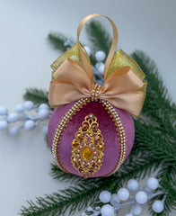 Christmas Bauble Ornament - Grape Pink  - One Piece Christmas Bauble Ornament - Grape Pink  - One Piece