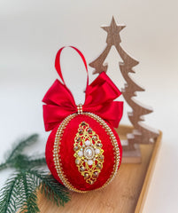 Christmas Bauble Ornament - Red  - One Piece Christmas Bauble Ornament - Red  - One Piece