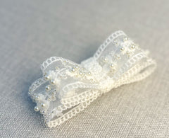 Lace hair bow “White” Lace hair bow “White” Gabificent