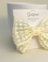 Large lace hair bow “Cream” Large lace hair bow “Cream” Gabificent