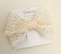 Large lace hair bow “Cream” Large lace hair bow “Cream” Gabificent