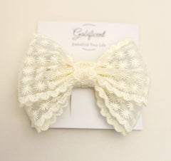 Large lace hair bow “Cream” Large lace hair bow “Cream” Gabificent
